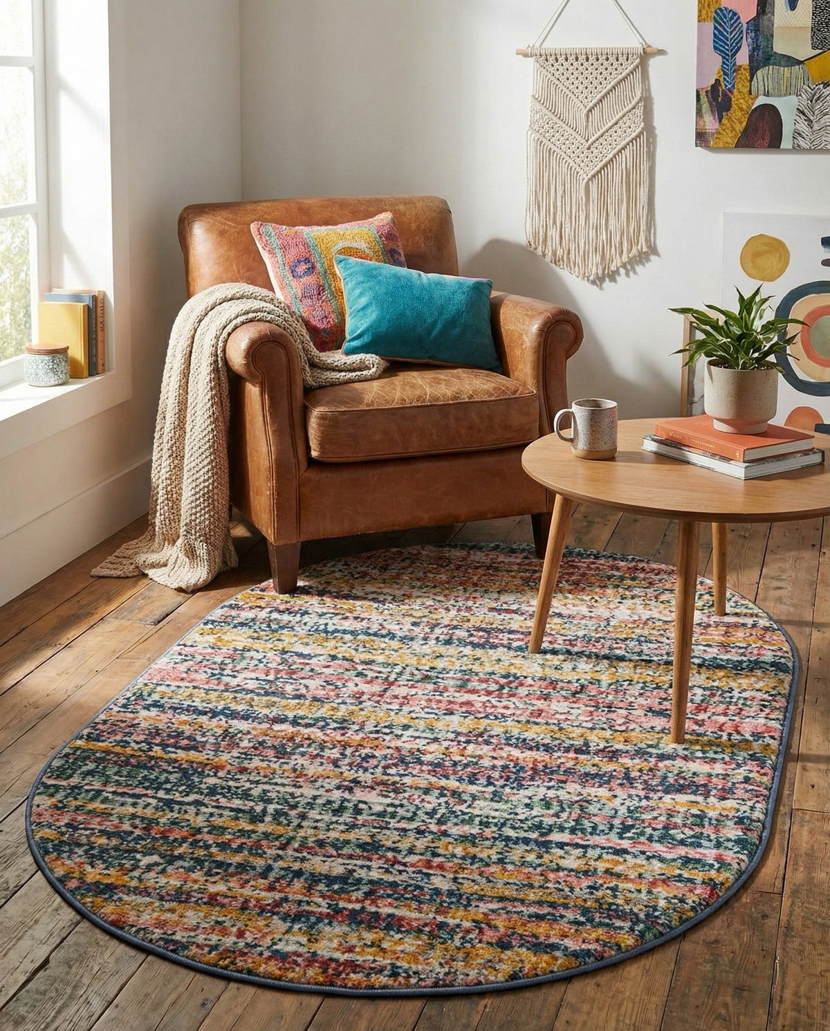 Jewel Oasis Collection Area Rug - Sapphire (Multi) Oval Multi  lifestyle 73
