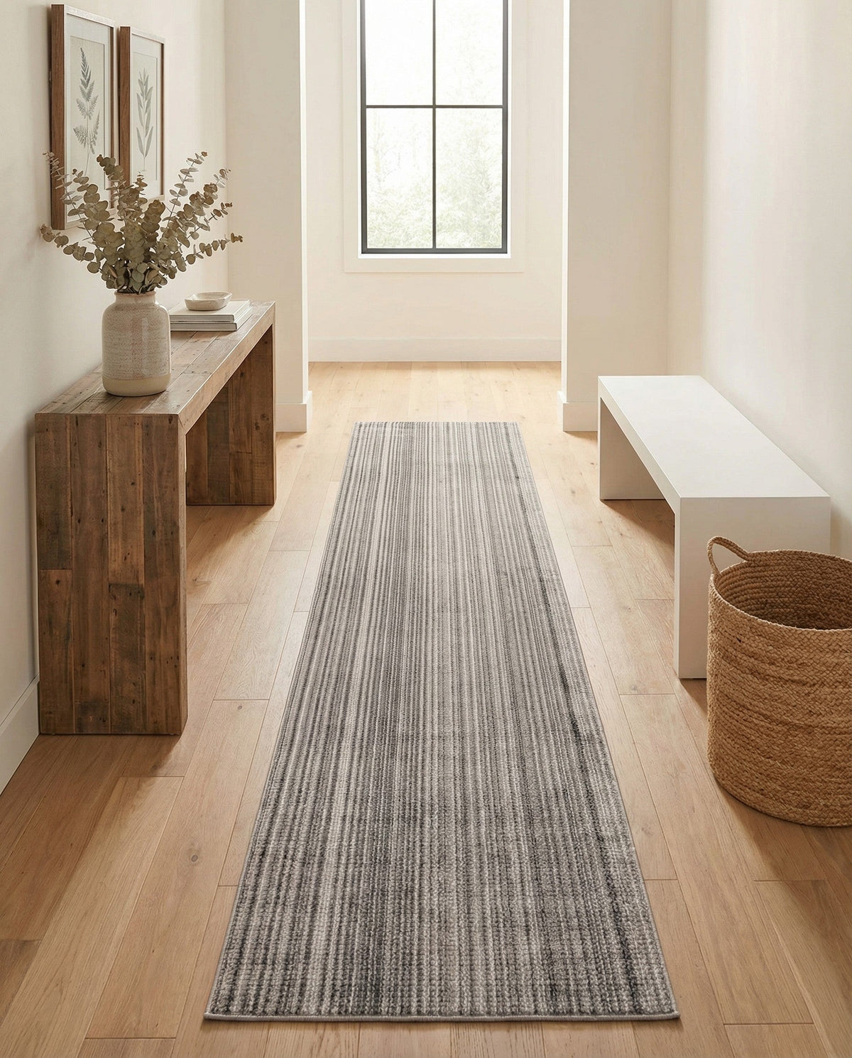 Jewel Oasis Collection Area Rug - Sapphire (Gray) Runner Gray  lifestyle 83