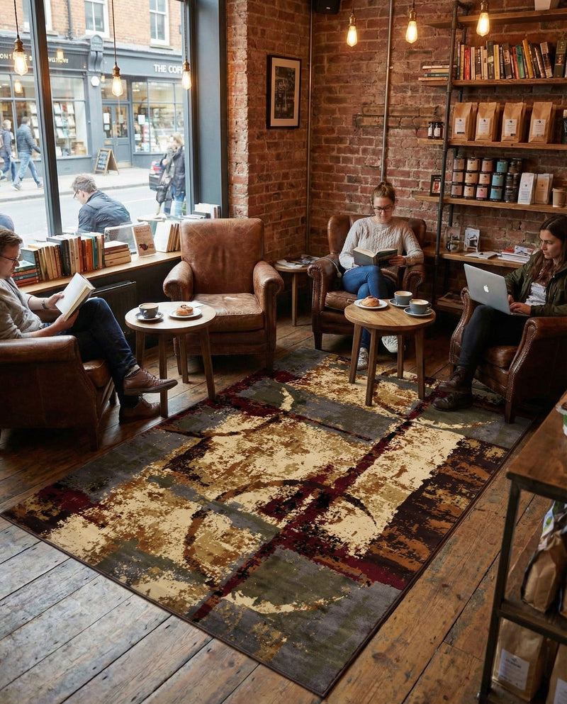 Bistro Lounge Collection Area Rug -  FlatWhite Rectangle Multi  lifestyle 14