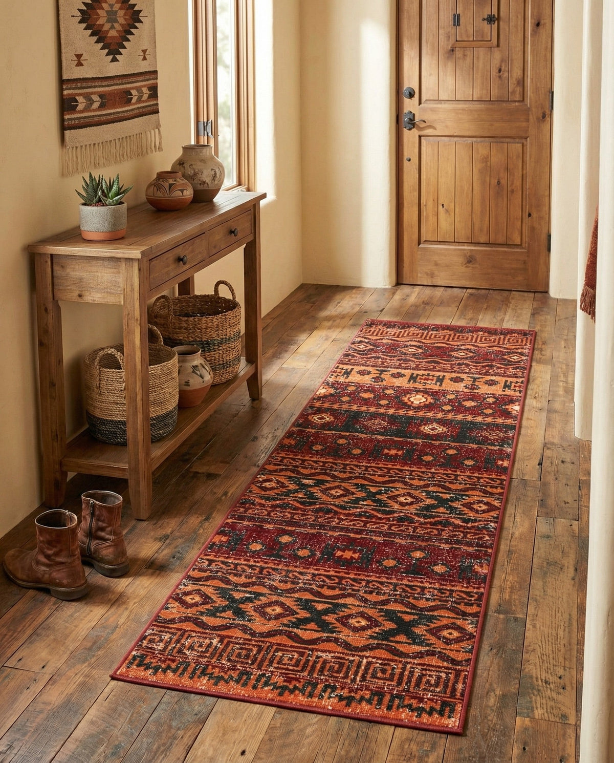 Geneva Terrace Collection Area Rug - Montreux Runner Rust Red  lifestyle 108