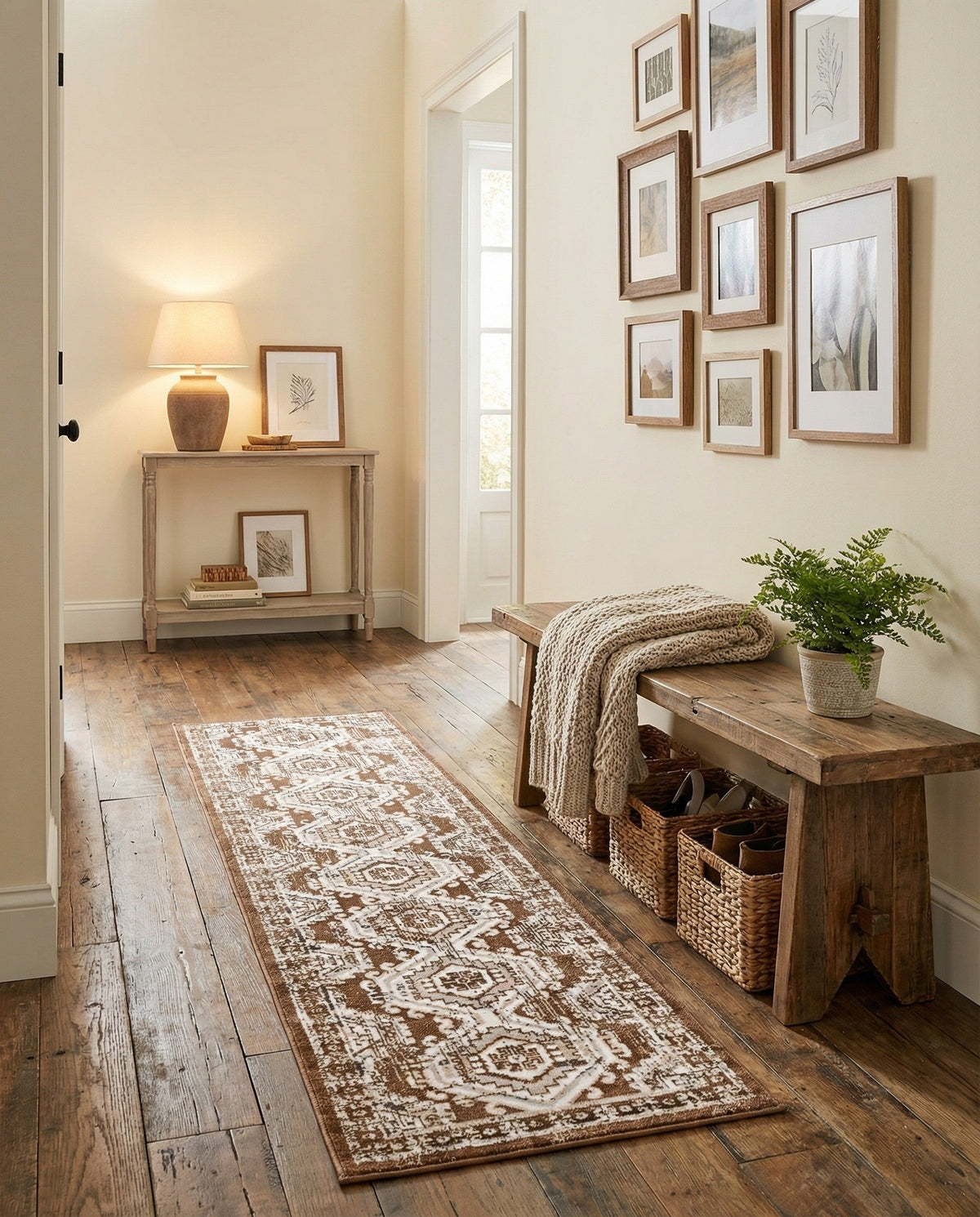 Savannah Elegance Collection Area Rug -  Tybee (Brown) Runner Brown  lifestyle 98