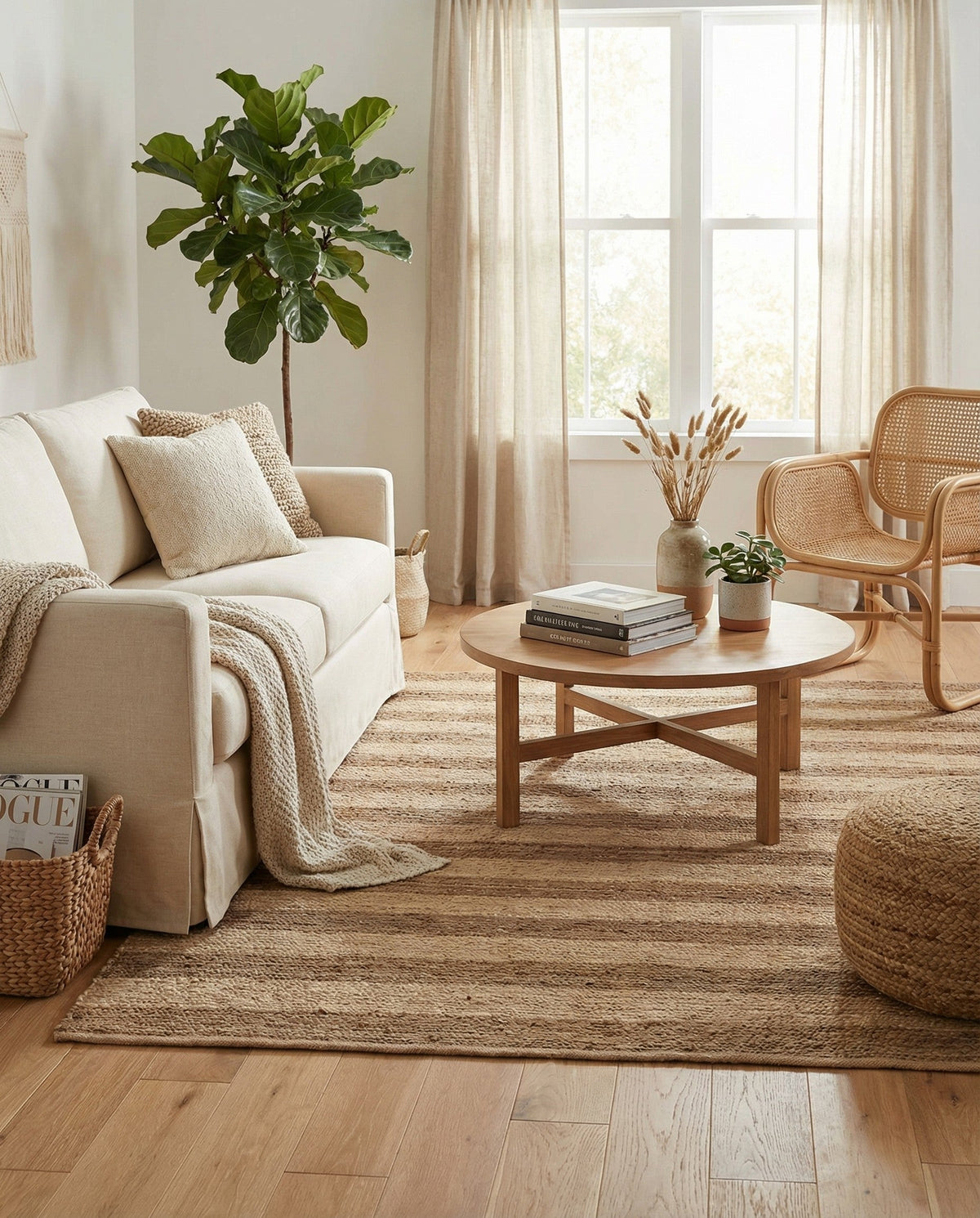 Woven Seaside Jute Collection Area Rug - Nantucket Square Natural Ivory  lifestyle 85
