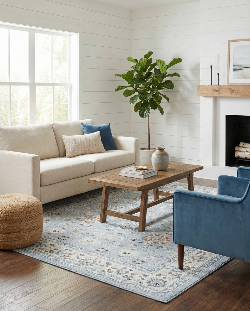 Savannah Elegance Collection Area Rug - Augusta (Aqua Blue) Rectangle Aqua Blue  lifestyle 13
