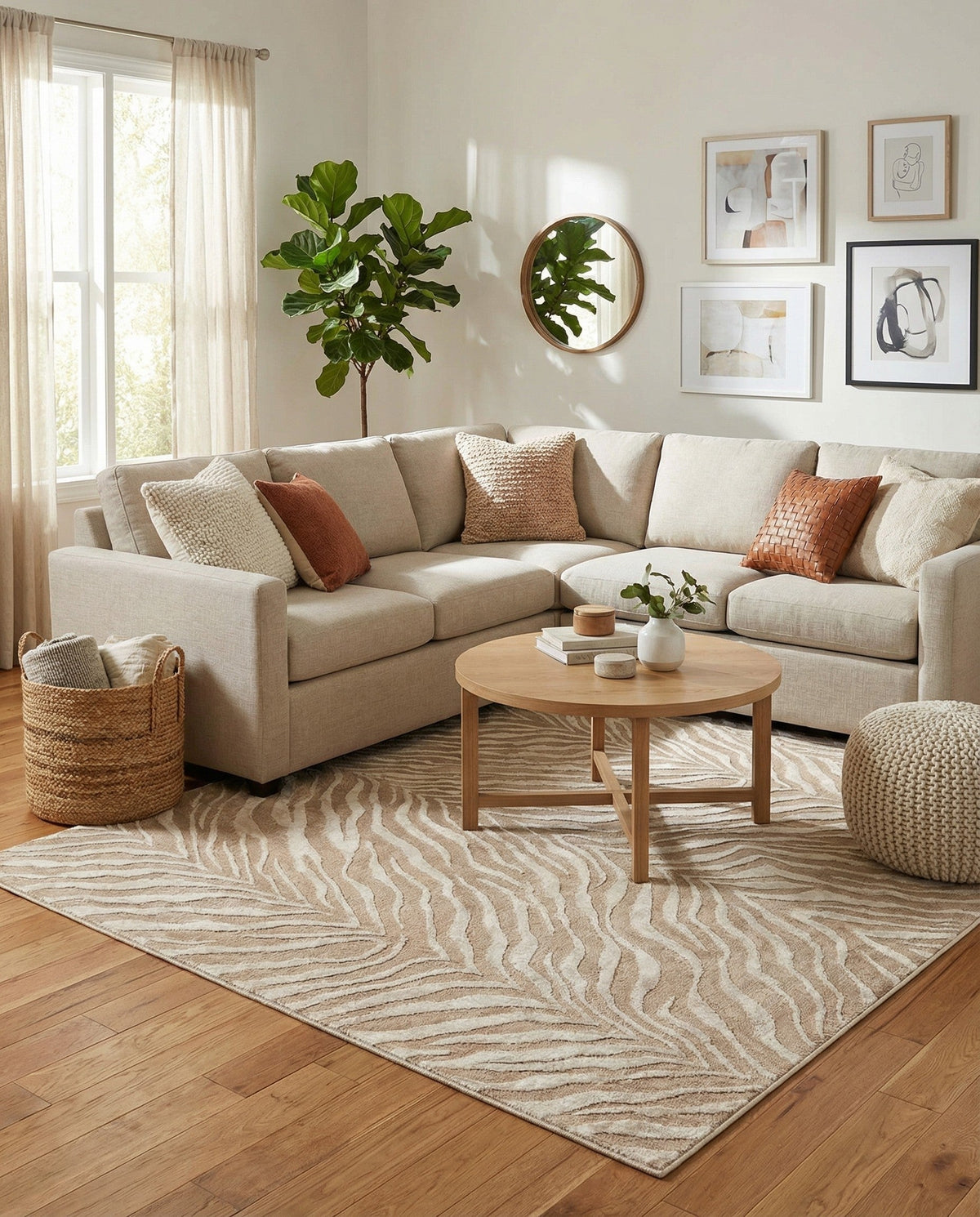 Bloomsbury Elegance Collection Area Rug -  Chelsea Square Ivory Beige  lifestyle 165