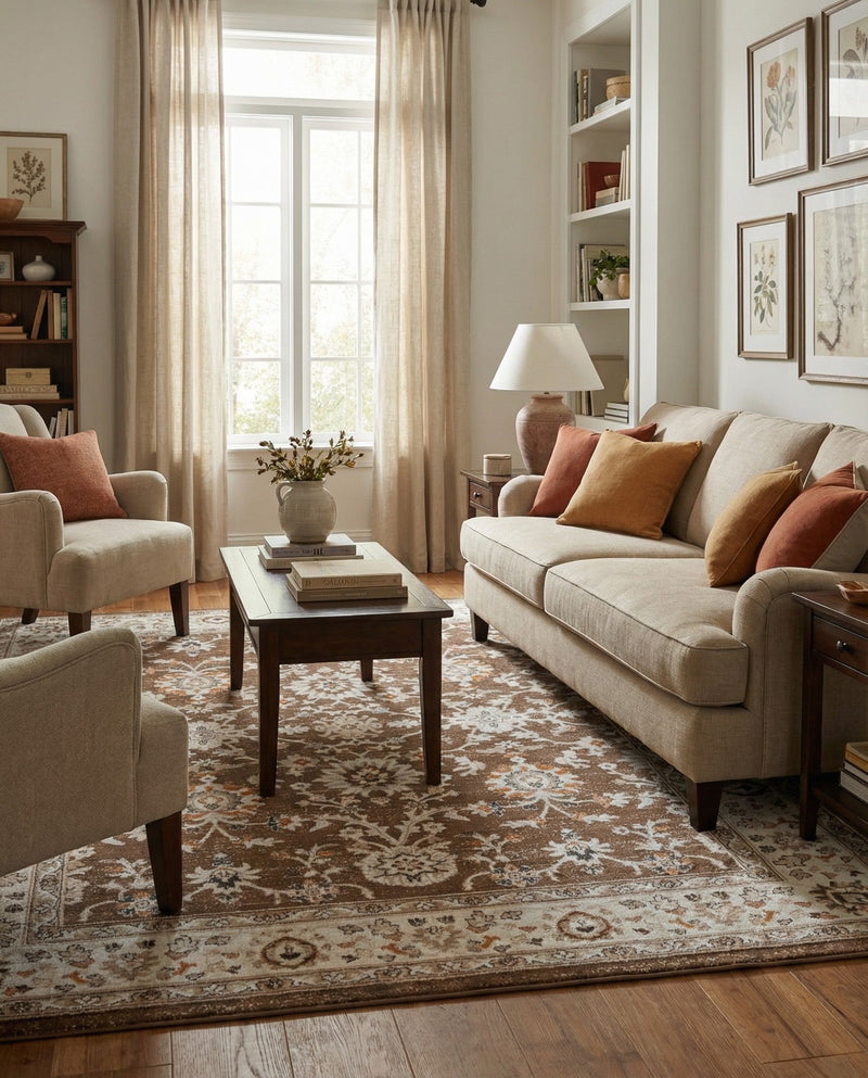 Savannah Elegance Collection Area Rug - Augusta (Brown) Rectangle Brown  lifestyle 12