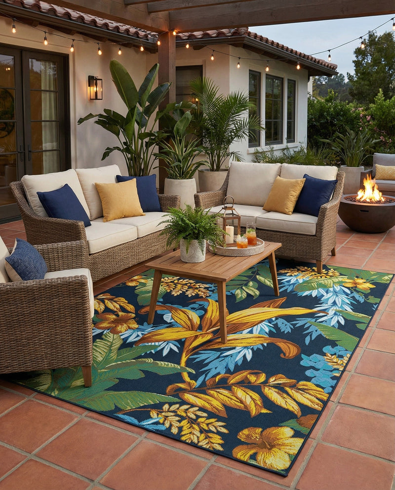Seaside Blooms Collection Area Rug -  Grove Rectangle Multi  lifestyle 39