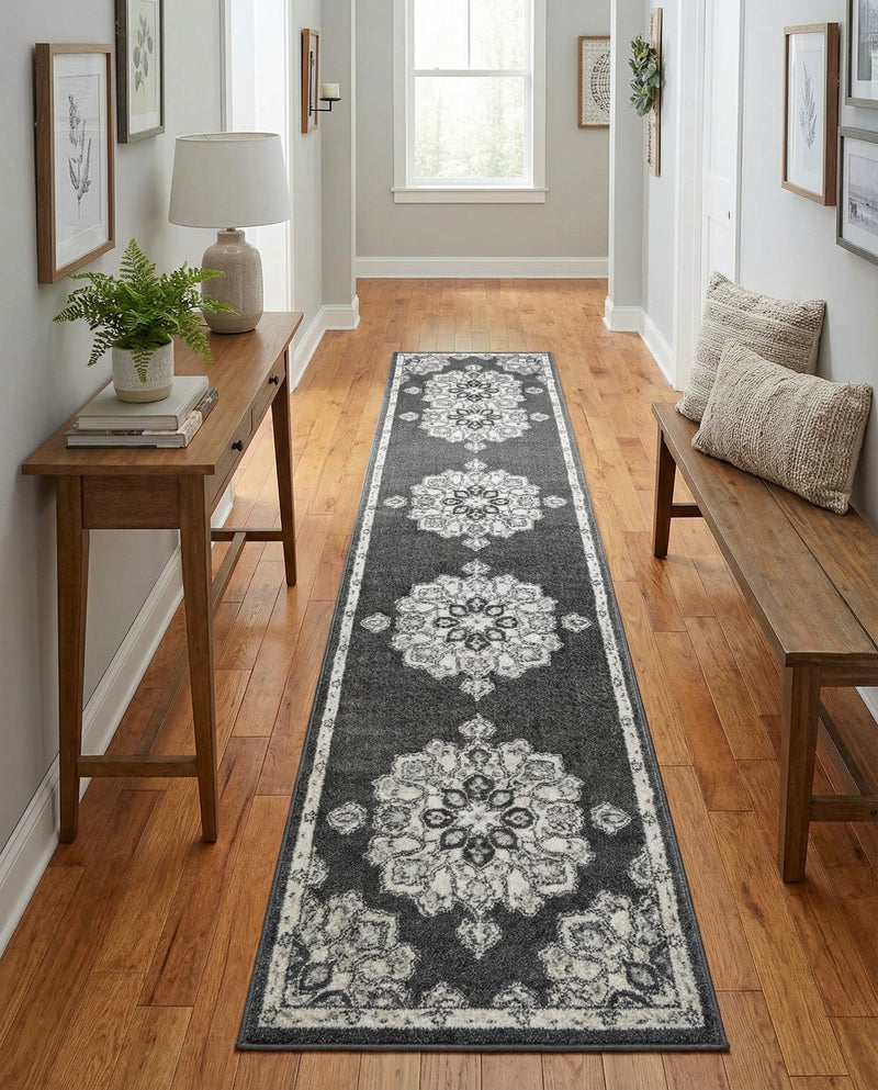 Beverly Grove Collection Area Rug - Melrose (Charcoal) Runner Charcoal  lifestyle 64