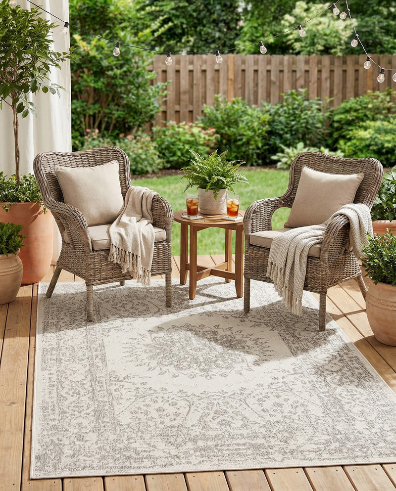 Patio Heritage Collection Area Rug -  Lafayette (Gray) Rectangle Gray  lifestyle 23