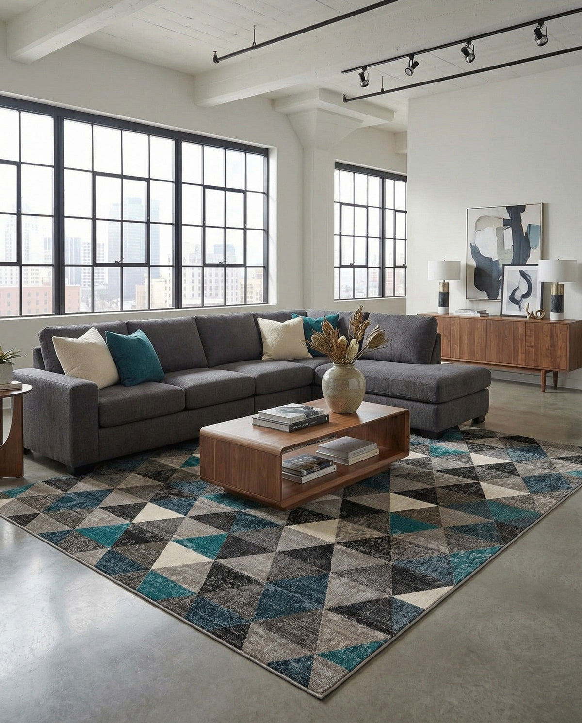 Seville Elegance Collection Area Rug -  Malaga Rectangle Gray  lifestyle 17