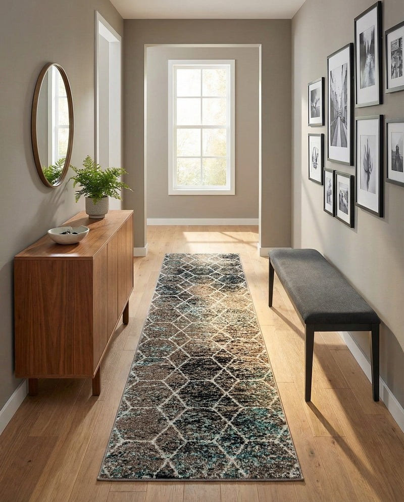 Trellis Mosaic Collection Area Rug - Arborville (Blue Multi) Runner Blue Multi  lifestyle 62