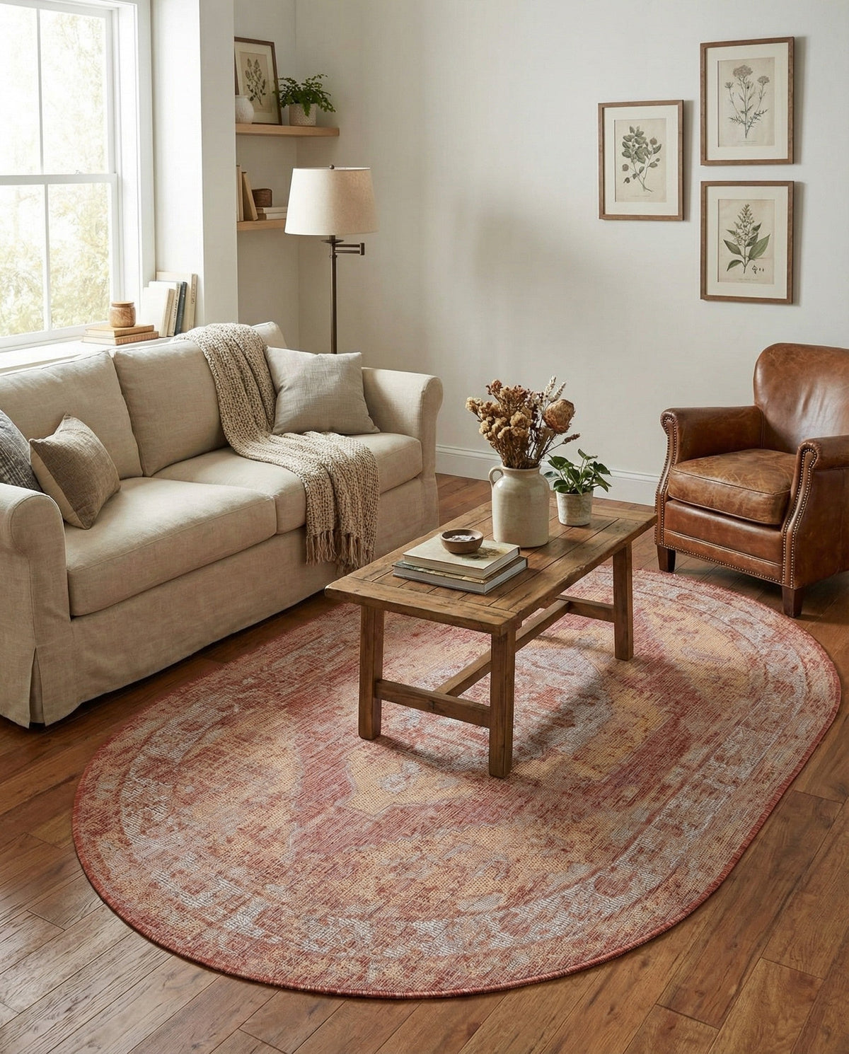 Patio Heritage Collection Area Rug -  Augusta (Rust Red) Oval Rust Red  lifestyle 107