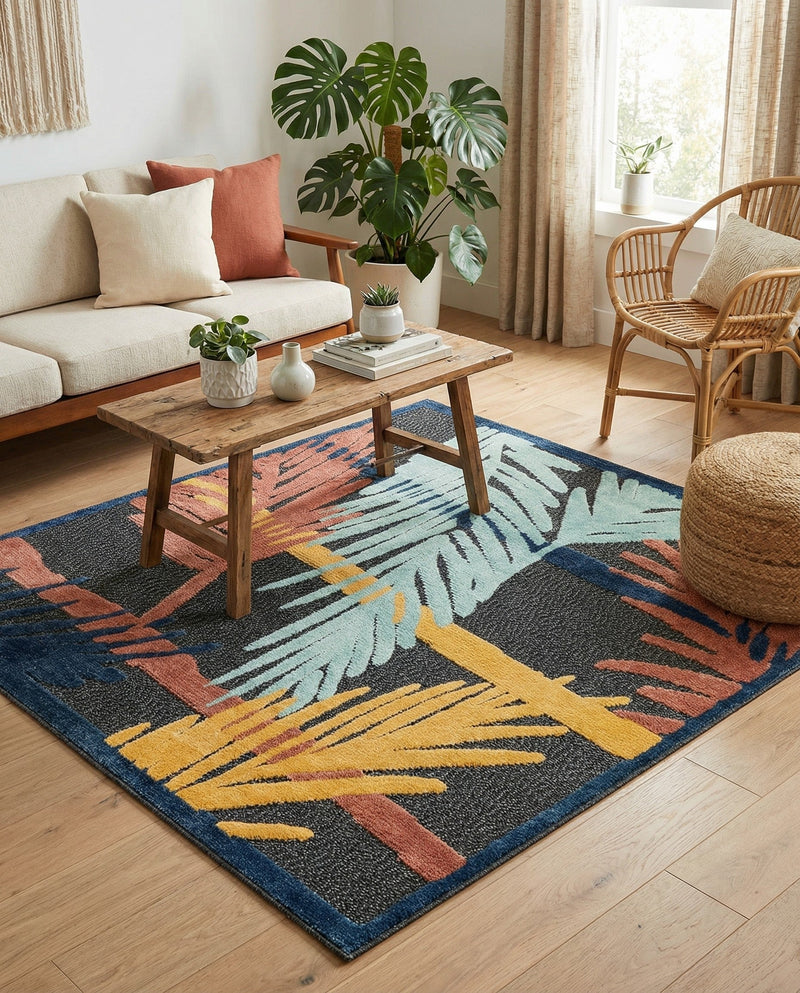 Caribbean Terrace Collection Area Rug - Antigua Square Charcoal  lifestyle 52