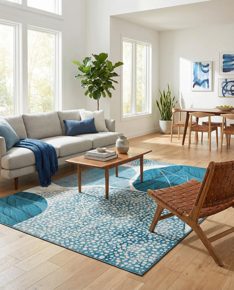 Urban Terrace Collection Area Rug -  Courtyard Rectangle Blue and Ivory  lifestyle 10