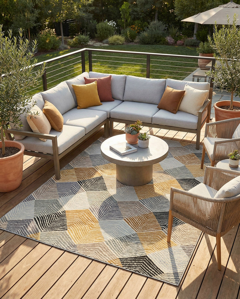 Urban Terrace Collection Area Rug - Metropolis Rectangle Gray  lifestyle 11