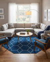 Trellis Mosaic Collection Area Rug - Arborville (Navy Blue) Octagon Navy Blue  lifestyle 47