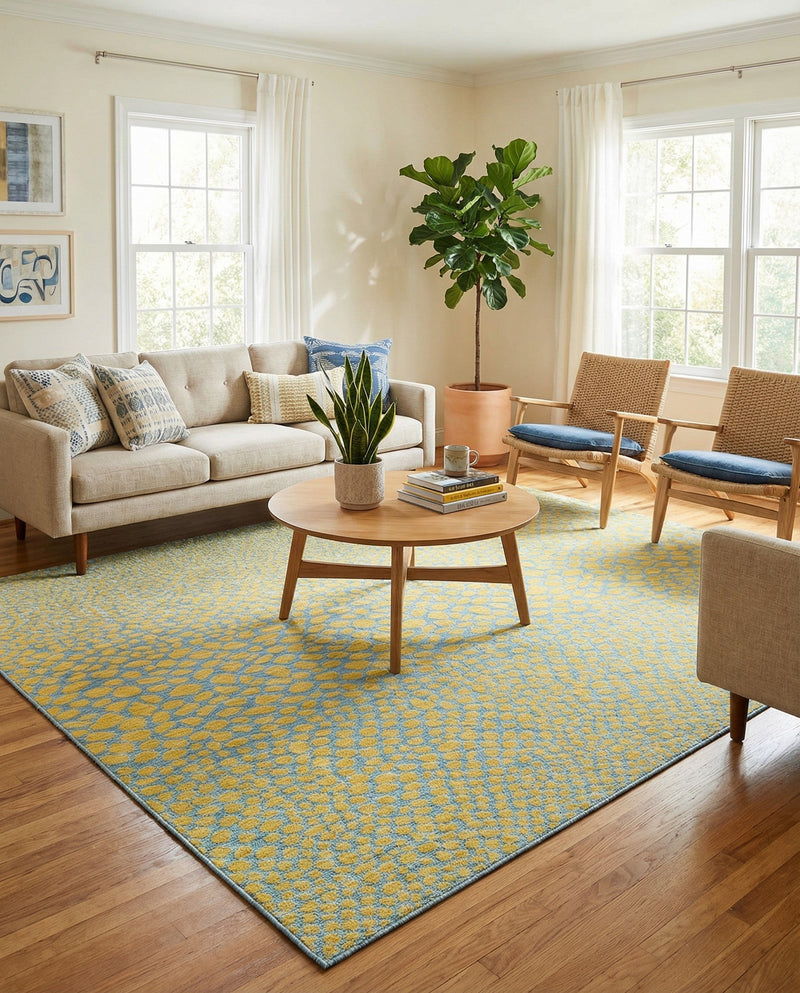 Urban Oasis Rugs Collection Area Rug -  Terrace (Yellow and Aqua) Rectangle Yellow and Aqua  lifestyle 17
