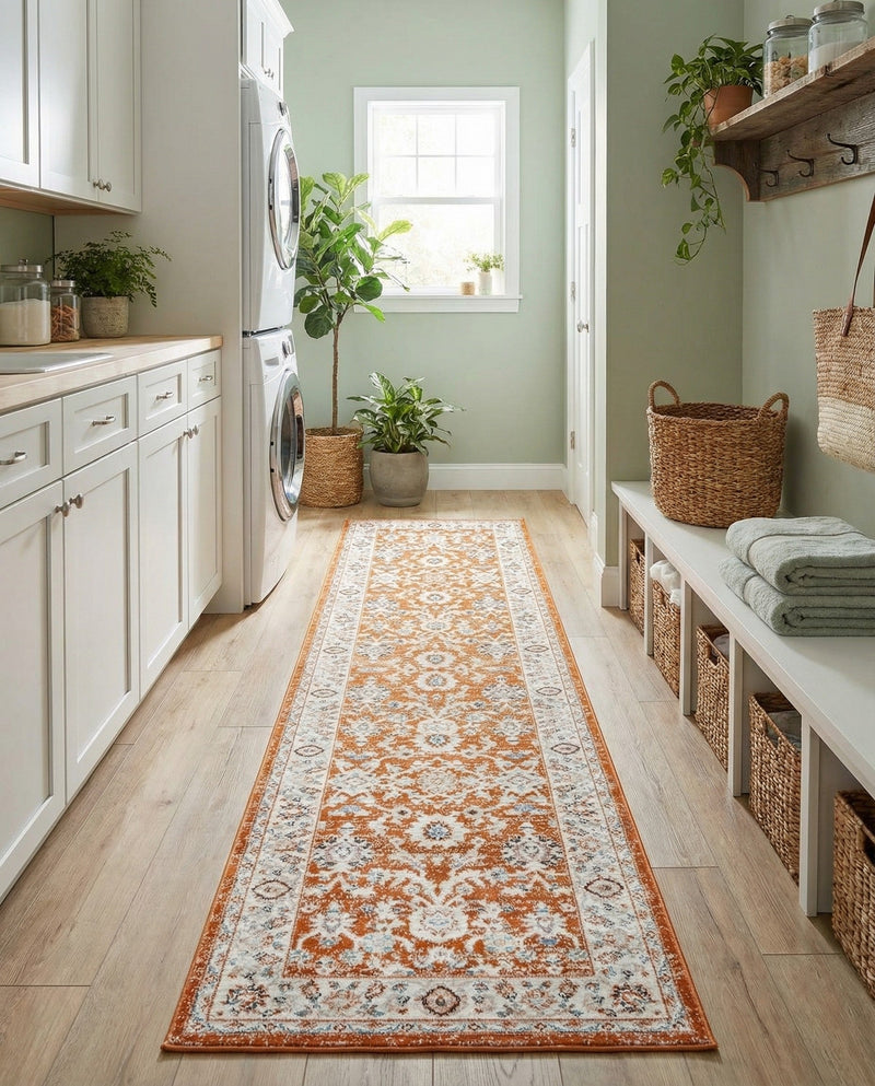 Savannah Elegance Collection Area Rug - Augusta (Rust Red) Runner Rust Red  lifestyle 59