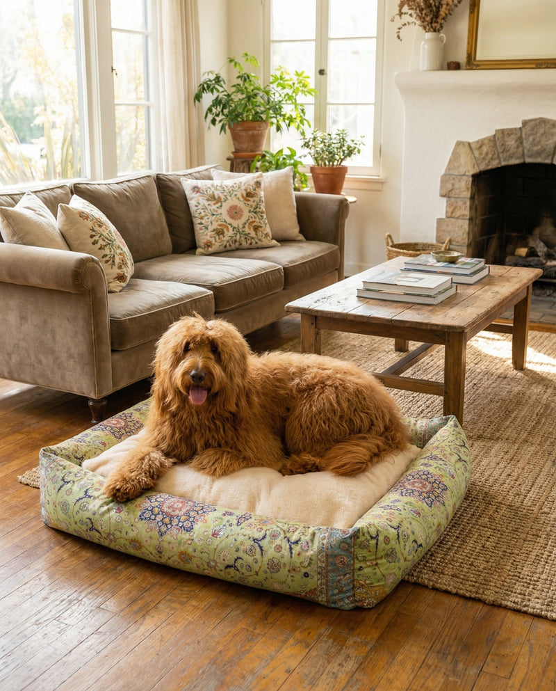 Luxury Pet Lounge Collection Pet Bed -  Pasture. Rectangle Multi  lifestyle 5