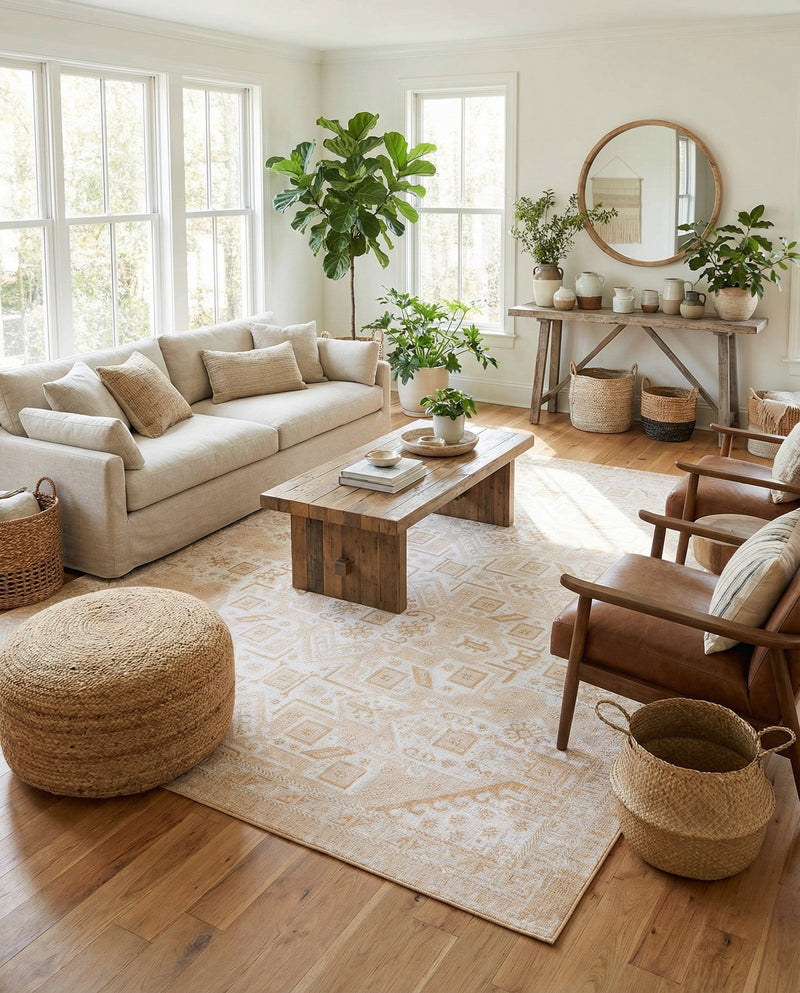 Tribal Terrace Treasures Collection Area Rug - Mayan Marina (Natural) Rectangle Natural  lifestyle 31