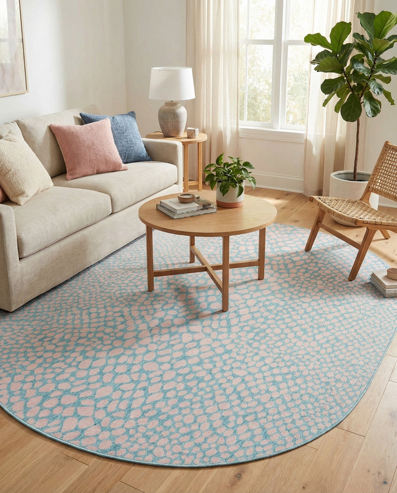 Urban Oasis Rugs Collection Area Rug -  Terrace (Pink and Aqua) Oval Pink and Aqua  lifestyle 50