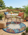 Caribbean Terrace Collection Area Rug -  Tortola Round Multi  lifestyle 62