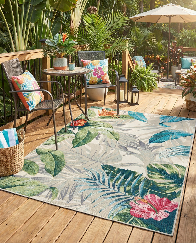 Seaside Blooms Collection Area Rug -  Paradise Rectangle Multi  lifestyle 40