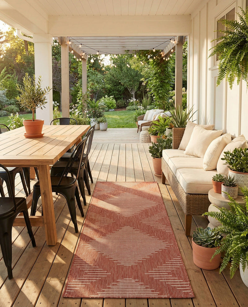 Urban Terrace Collection Area Rug -  Chelsea (Rust Red) Runner Rust Red  lifestyle 83