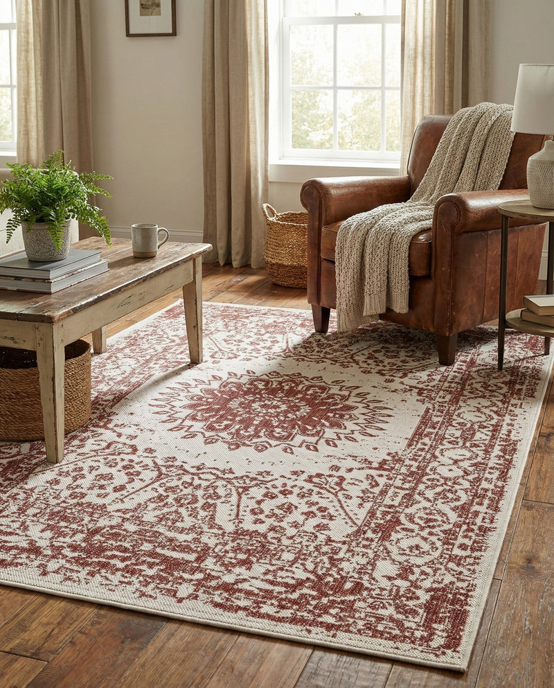 Patio Heritage Collection Area Rug -  Lafayette (Rust Red) Rectangle Rust Red  lifestyle 34