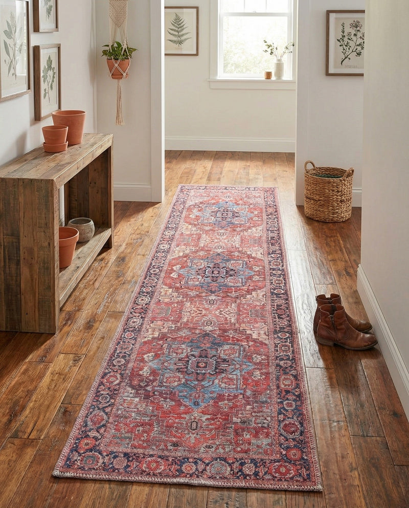 Zahara Oasis Collection Area Rug -  Essaouira Runner Rust Red  lifestyle 60
