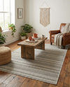 Seaside Stripes Collection Area Rug -  Boardwalk (Beige) Rectangle Beige  lifestyle 7