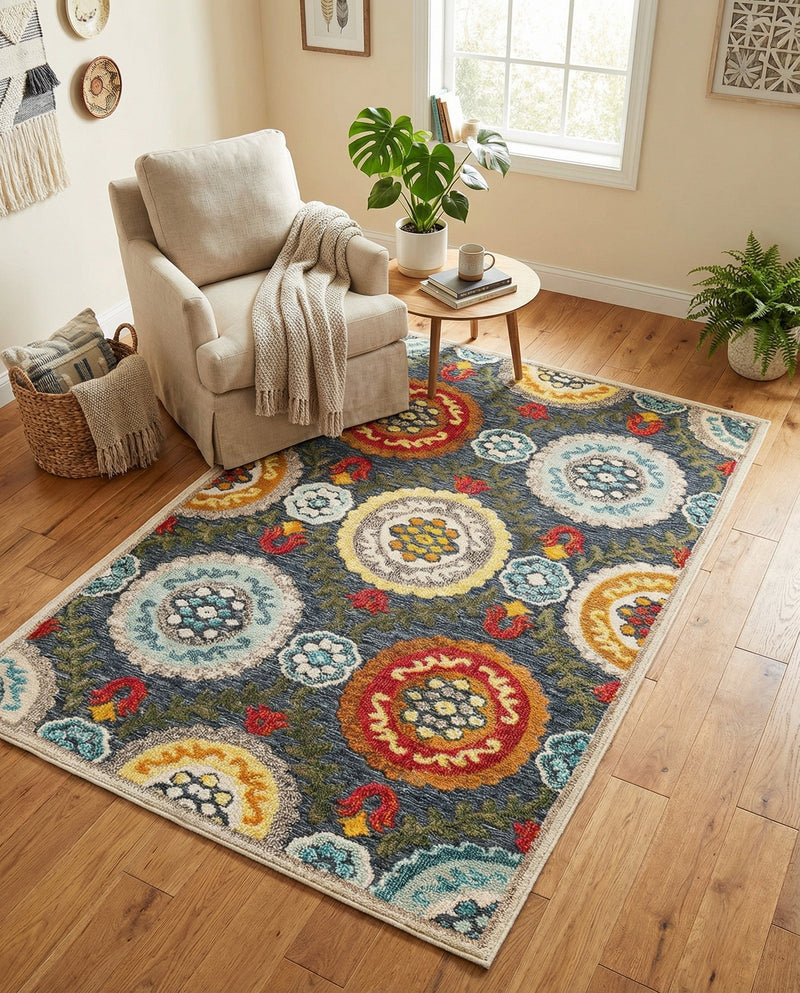Outdoor Marrakesh Collection Area Rug -  Asilah Rectangle Gray  lifestyle 40