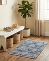 Thar Cotton Collection Area Rug - Pune Rectangle Denim blue  lifestyle 6