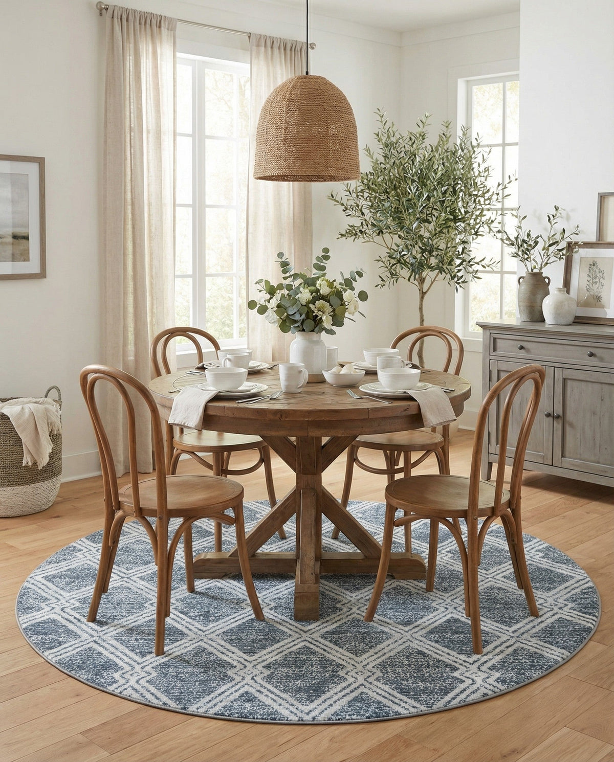 Aegean Elegance Washables Collection Area Rug -  Tinos Round Ivory  lifestyle 201