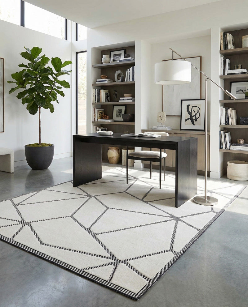 Monochrome Collection Area Rug -  Onyx Rectangle Ivory White  lifestyle 16