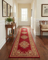 Tabriz Tapestry Collection Area Rug - Azerbaijan (Burgundy) Runner Burgundy  lifestyle 52