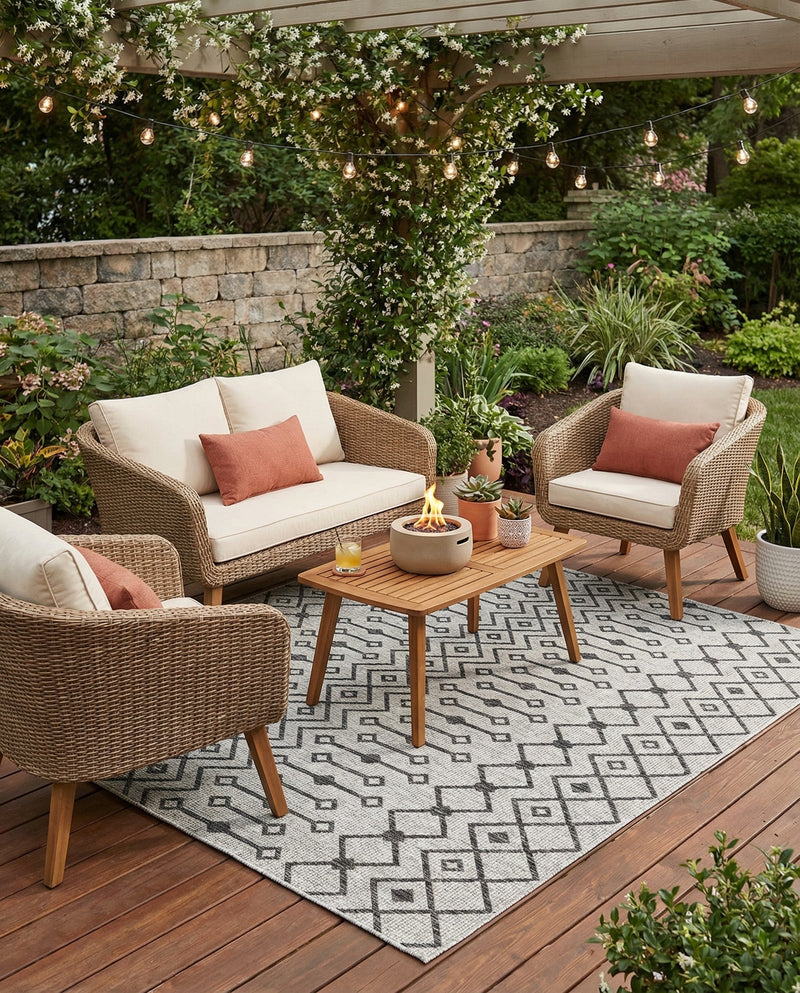 Savannah Pergola Collection Area Rug -  Pergola (Gray) Square Gray  lifestyle 90