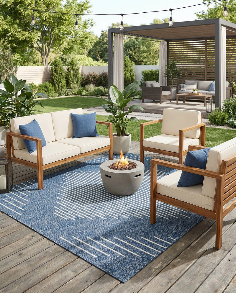 Urban Terrace Collection Area Rug -  Chelsea (Blue) Square Blue  lifestyle 57