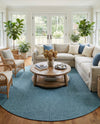 Seaside Serenity Collection Area Rug - Veranda (Teal) Round Teal  lifestyle 51