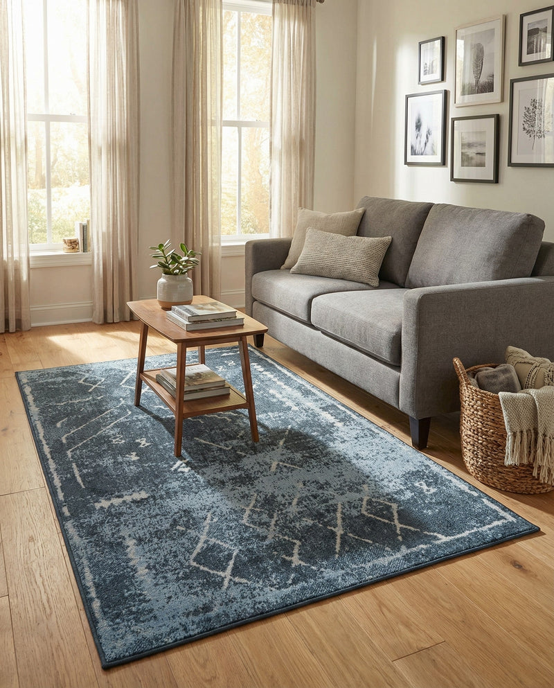 Aegean Elegance Washables Collection Area Rug - Santorini Rectangle Navy Blue  lifestyle 32