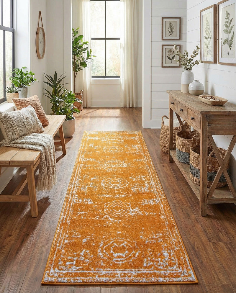 Dover Terrace Collection Area Rug -  Lagoon (Orange) Runner Orange  lifestyle 74