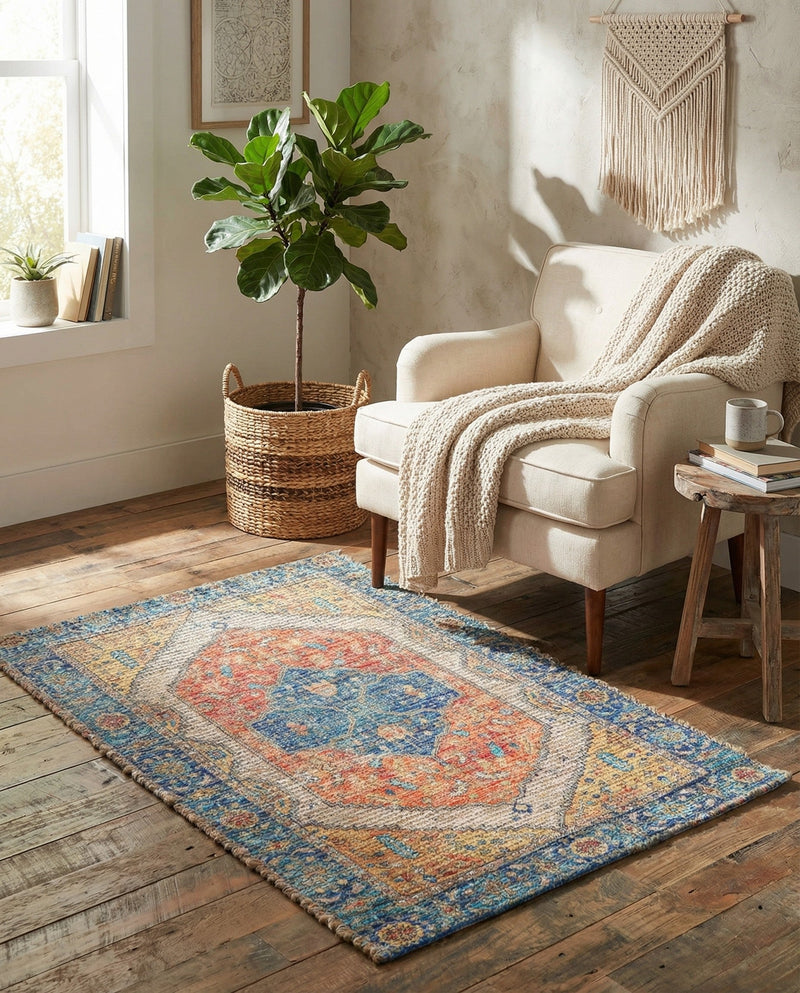 Savannah Threads Collection Area Rug - Charleston Rectangle Orange Yellow  lifestyle 4