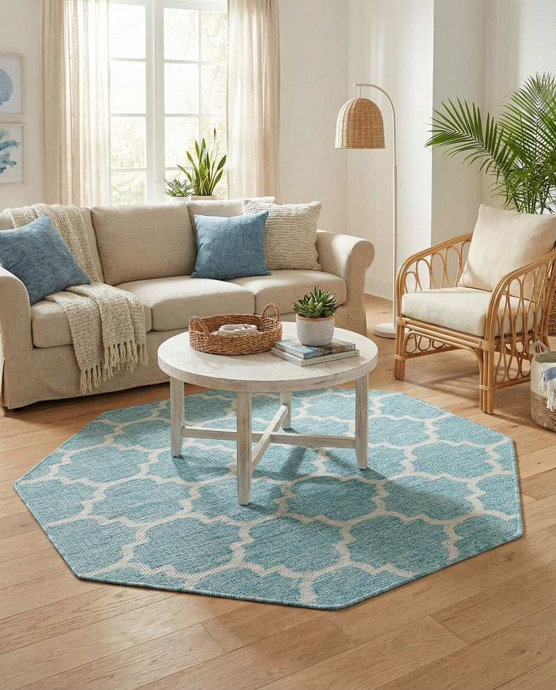 Savannah Pergola Collection Area Rug - Arbor (Aquamarine) Octagon Aquamarine  lifestyle 50