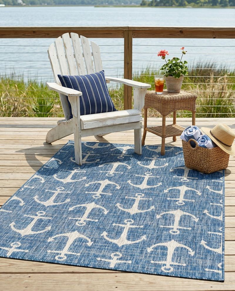 Seaside Haven Rugs Collection Area Rug - Sapphire (Blue) Rectangle Blue  lifestyle 13