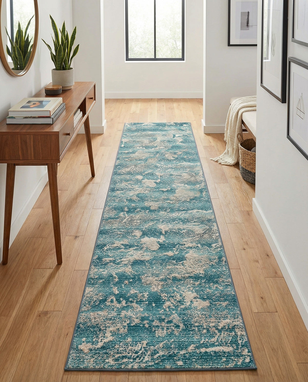 Urban Terrace Collection Area Rug -  Gazebo Runner Aqua Blue  lifestyle 81