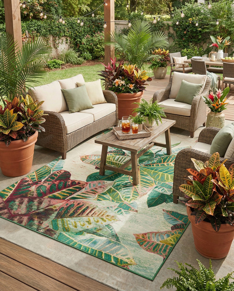 Seaside Blooms Collection Area Rug -  Fern Rectangle Multi  lifestyle 35