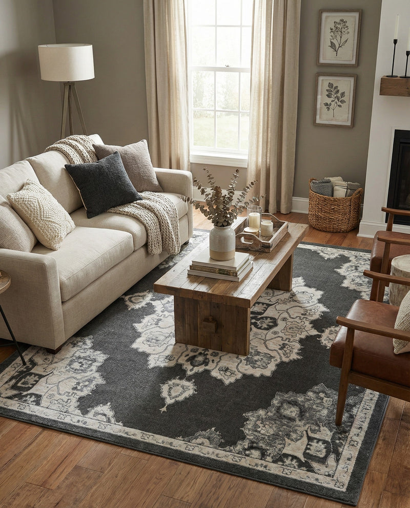 Beverly Grove Collection Area Rug - Melrose (Charcoal) Rectangle Charcoal  lifestyle 17