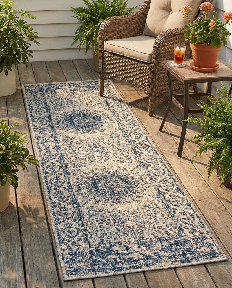 Patio Heritage Collection Area Rug -  Lafayette (Blue) Runner Blue  lifestyle 71