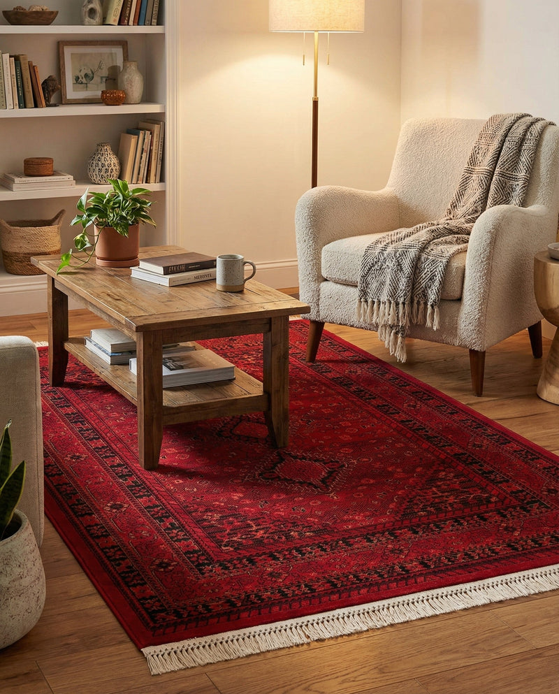 Samarkand Elegance Collection Area Rug -  Zarafshan Rectangle Red  lifestyle 12