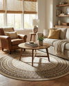 Soho Elegance Collection Area Rug -  Mercer (Beige) Round Beige  lifestyle 49