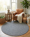 Highland Woven Jute Collection Area Rug - Glenmore (Navy Blue) Round Navy Blue  lifestyle 45
